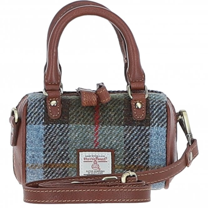 Ashwood Leather & Harris Tweed® Cloth X-Small Barrel Bag Tan/Mcload: TW-60-02-TM