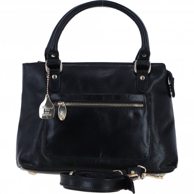Ashwood Leather Ladies Handbag with Detachable Crossbody Strap in Black: C-73