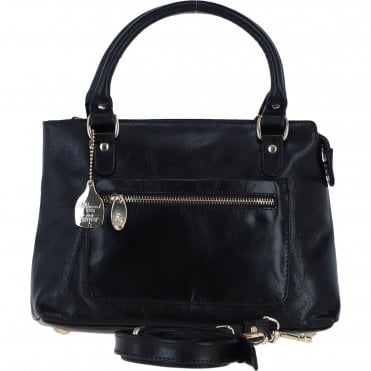 Ashwood Leather Ladies Handbag with Detachable Crossbody Strap in Black: C-73