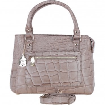Ashwood Leather Ladies Handbag with Detachable Crossbody Strap in Mushroom/croc: C-73