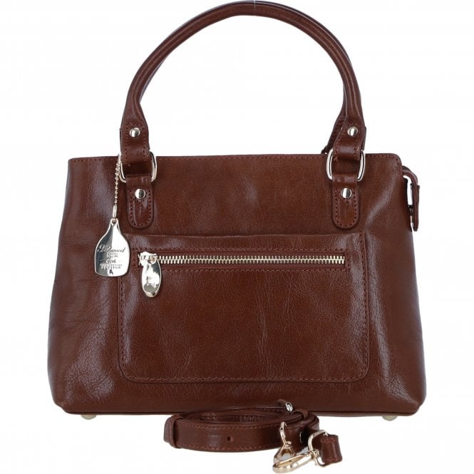 Ashwood Leather Ladies Handbag with Detachable Crossbody Strap in Tan: C-73