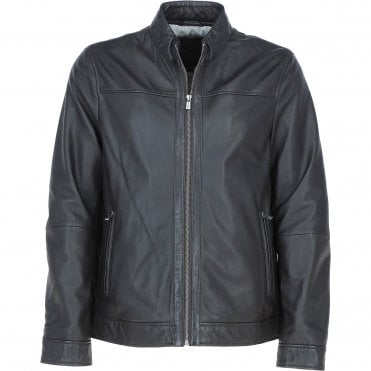 Ashwood Leather Mandarin Collar Zip-Up Men's Jacket Brown: AMJ-10