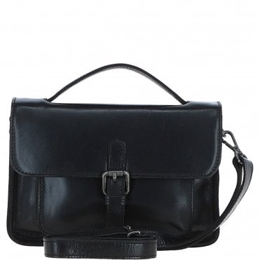 Ashwood Leather Medium Crossbody Satchel Bag Black: P-62