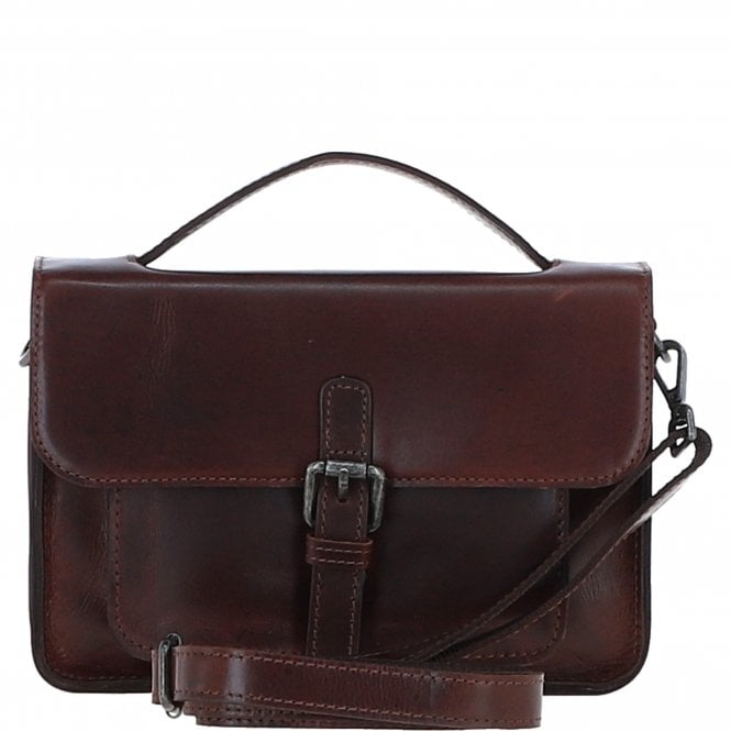 Ashwood Leather Medium Crossbody Satchel Bag Brandy: P-62