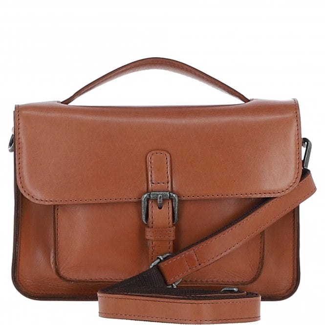 Ashwood Leather Medium Crossbody Satchel Bag Tan: P-62