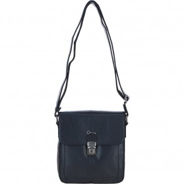Ashwood Leather Medium Men's Buckle Crossbody Bag Black: S-61