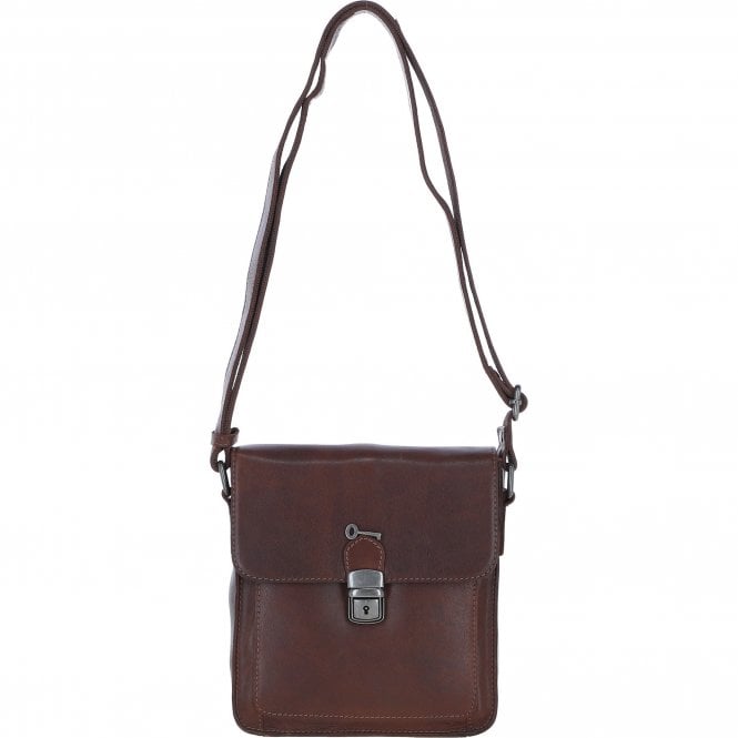 Ashwood Leather Medium Men's Buckle Crossbody Bag Chestnut: S-61