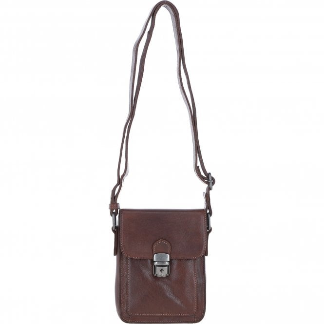 Ashwood Leather Men's Buckle Crossbody Bag Chestnut: S-60