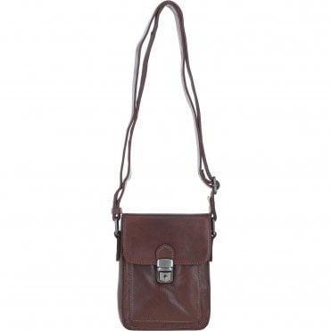 Ashwood Leather Men's Buckle Crossbody Bag Chestnut: S-60