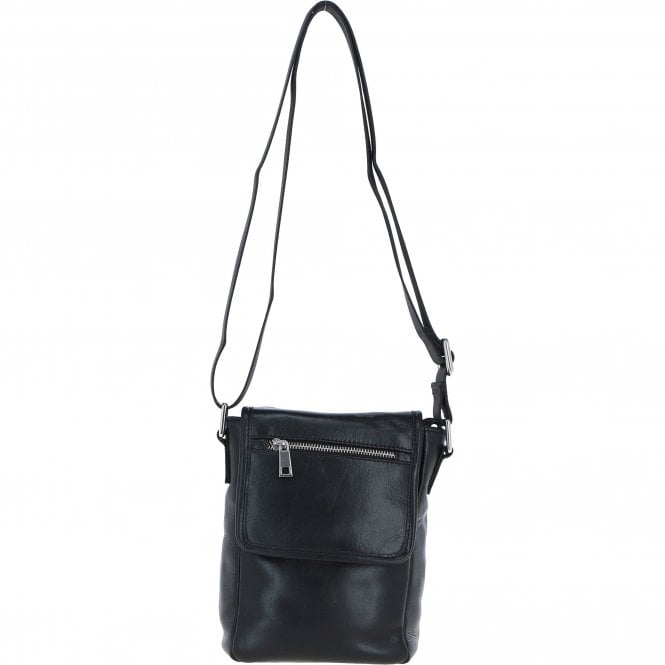 Ashwood Leather Men's Cross Body Flap Bag Black: PL-44