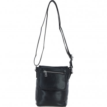 Ashwood Leather Men's Cross Body Flap Bag Black: PL-44
