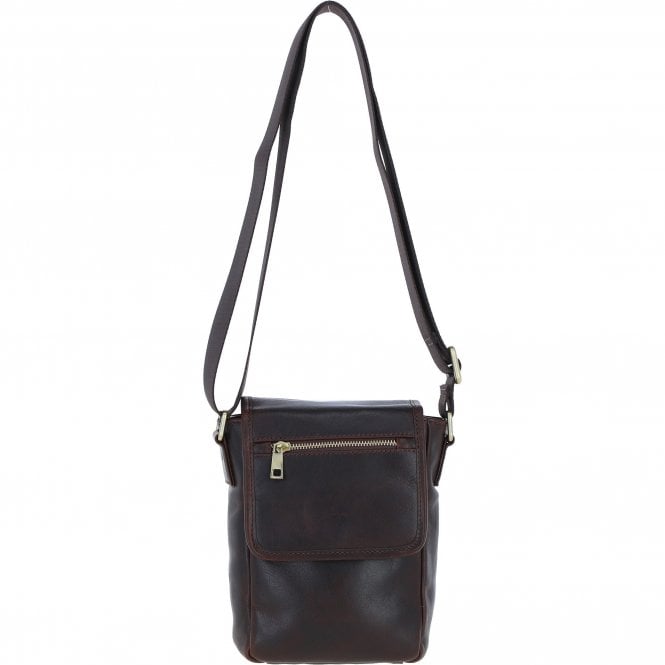 Ashwood Leather Men's Cross Body Flap Bag Brown: PL-44