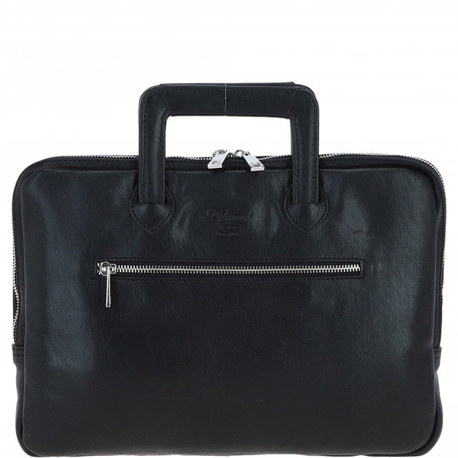 Ashwood Leather Mens Laptop Handle Bag Black: PL-45