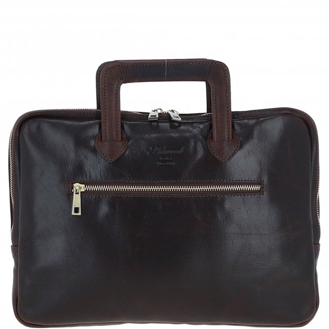 Ashwood Leather Mens Laptop Handle Bag Brown: PL-45