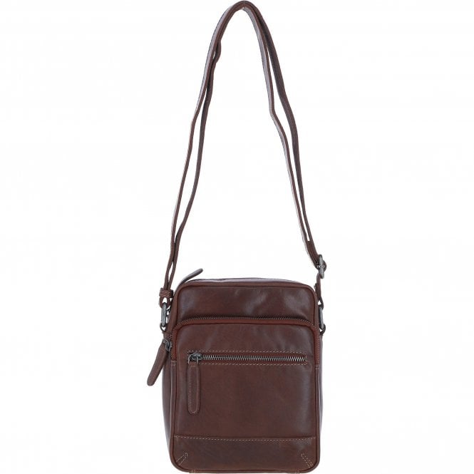 Ashwood Leather Men's Zip Crossbody Bag Chestnut: S-62