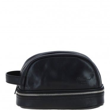 Ashwood Leather Men's Zip Washbag Black: PL-41