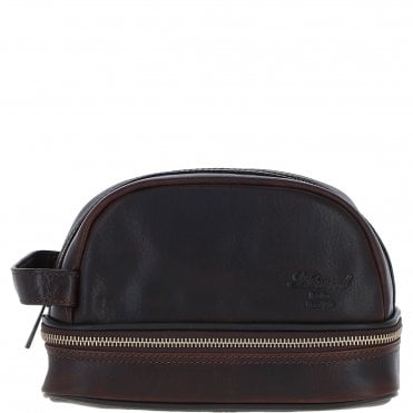 Ashwood Leather Men's Zip Washbag Brown: PL-41