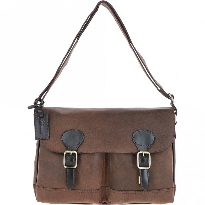 Ashwood Leather Messenger Laptop Bag Oily Brown: EDWARD