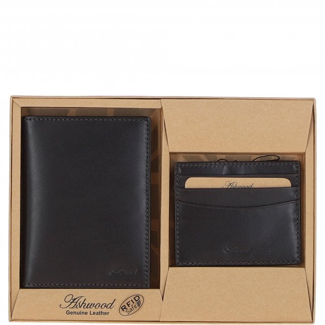 Ashwood Leather Passport Cover & Card Holder Gift Set Brown: GS-1280