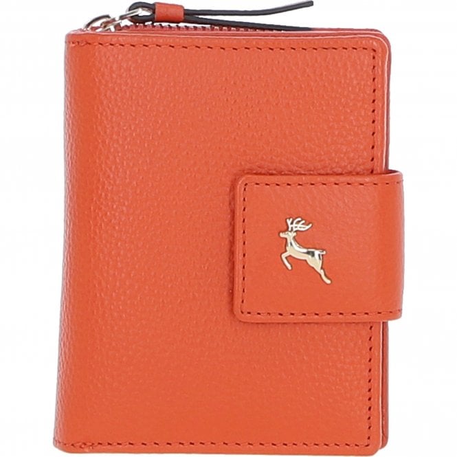 Ashwood Leather RFID Secure Wallet/Purse with Zip and Stud Closure Orange: X-30