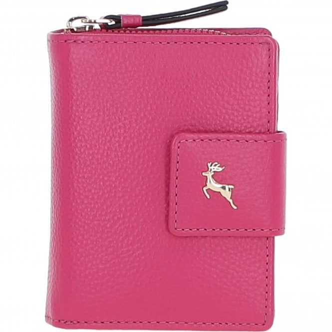 Ashwood Leather RFID Secure Wallet/Purse with Zip and Stud Closure Pink: X-30