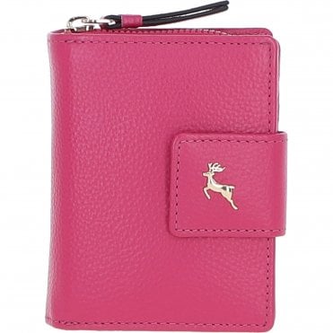 Ashwood Leather RFID Secure Wallet/Purse with Zip and Stud Closure Pink: X-30