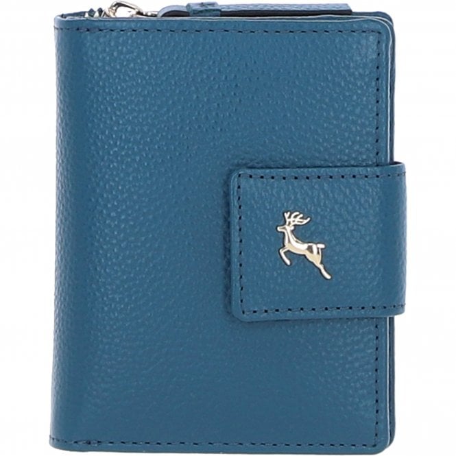 Ashwood Leather RFID Secure Wallet/Purse with Zip and Stud Closure Teal: X-30