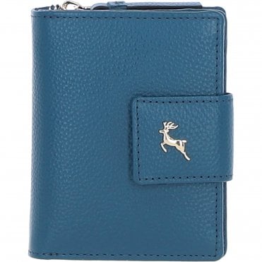 Ashwood Leather RFID Secure Wallet/Purse with Zip and Stud Closure Teal: X-30