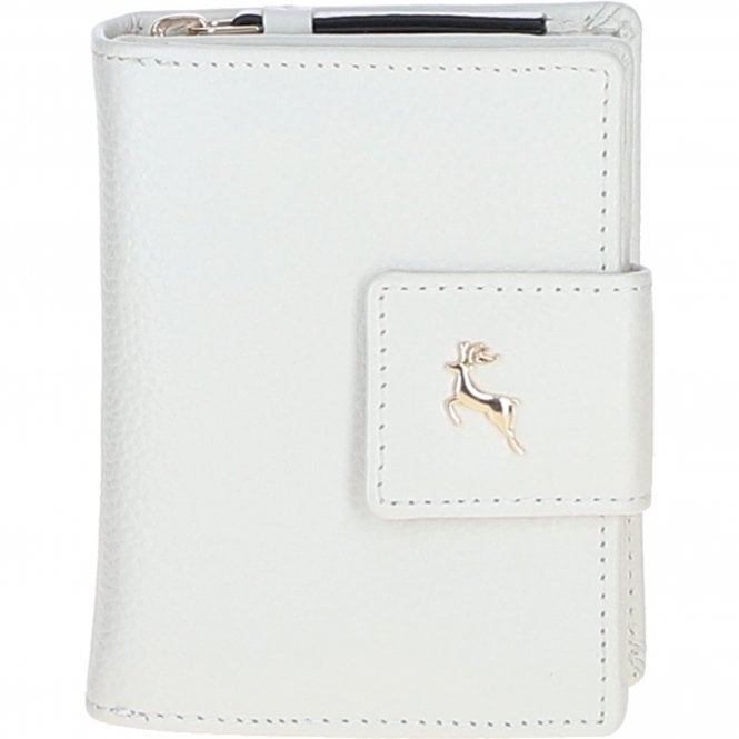 Ashwood Leather RFID Secure Wallet/Purse with Zip and Stud Closure White: X-30
