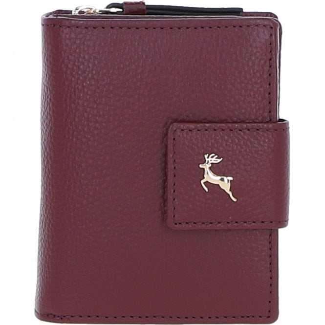 Ashwood Leather RFID Secure Wallet/Purse with Zip and Stud Closure Wine: X-30
