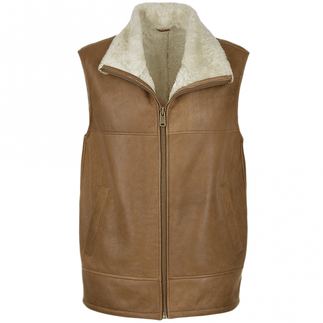 Ashwood Leather Sheepskin Gillet Tan : KE-176