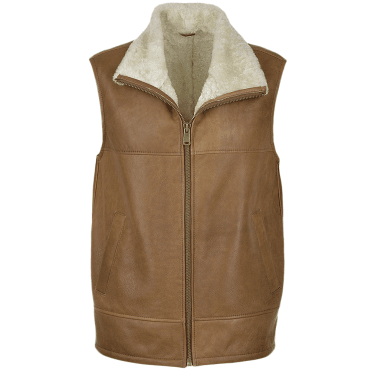 Leather Sheepskin Gillet Tan : KE-176