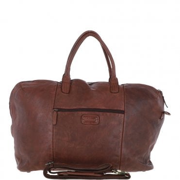 Leather Travel Holdall Brandy : Dylan