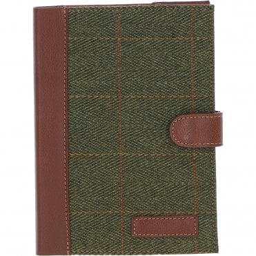 Ashwood Leather & Tweed A5 Notebook Tan/Green Check: TW-19-010-TGNH