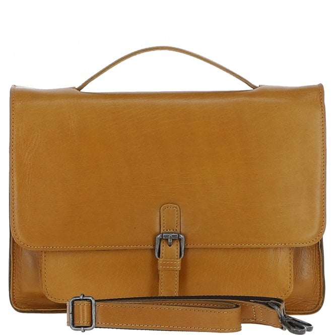 Ashwood Leather Unisex Large Crossbody Satchel Bag Mustard: P-63