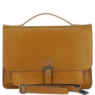 Ashwood Leather Unisex Large Crossbody Satchel Bag Mustard: P-63