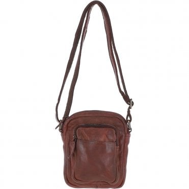 Leather Vintage Small Flight Shoulder Bag Brandy : FIN