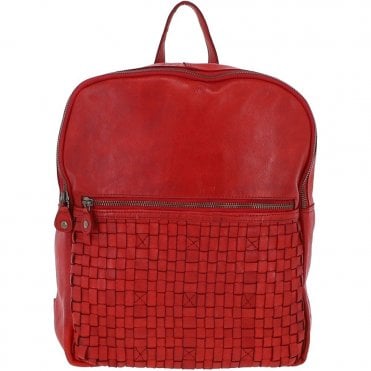 Leather Vintage Wash Backpack Red : D-74