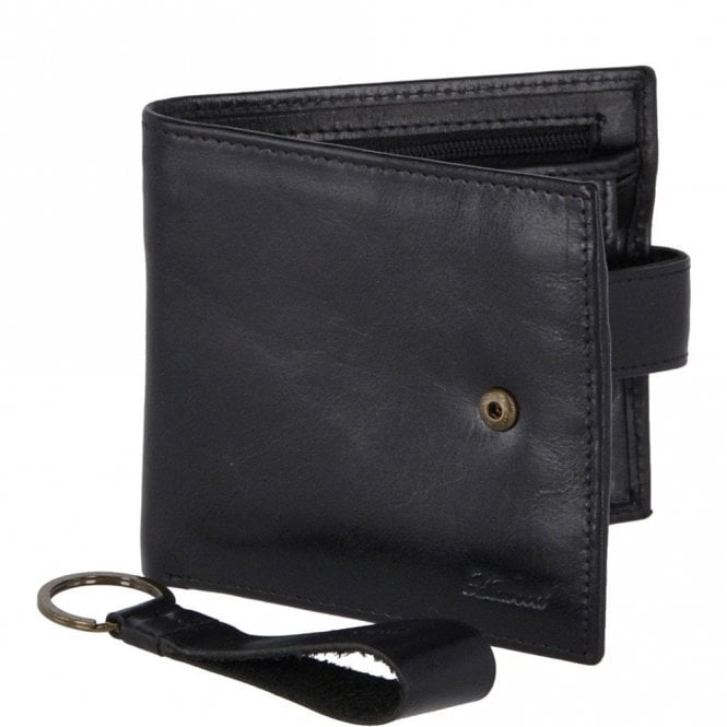 Ashwood Leather Wallet and Keyring Gift Set Black : GS-1287