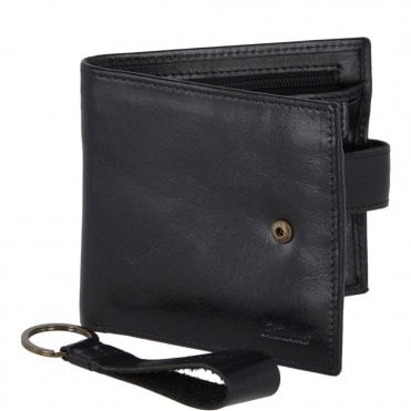 Leather Wallet and Keyring Gift Set Black : GS-1287