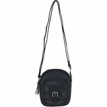 Ashwood Leather Women’s Round Buckle Crossbody Bag Black: S-30