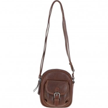Ashwood Leather Women’s Round Buckle Crossbody Bag Chestnut: S-30