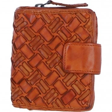 Ashwood Leather Woven Design Purse with Multiple Card Slots, Zip Pocket and Bi-Fold Compartment in Tan: W-20