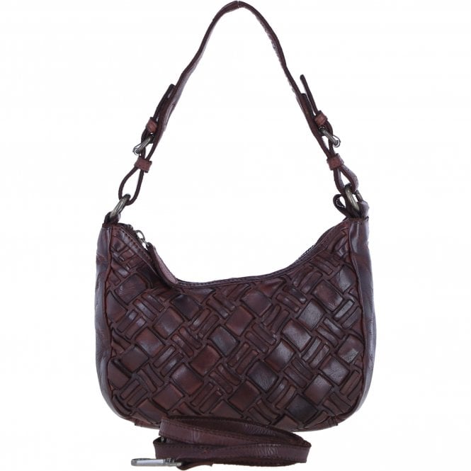 Ashwood Leather Woven Design Shoulder & Crossbody Bag with Dual Strap Option in Brandy: W-24