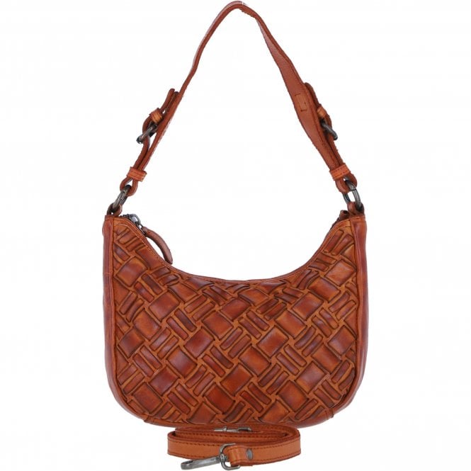 Ashwood Leather Woven Design Shoulder & Crossbody Bag with Dual Strap Option in Tan: W-24