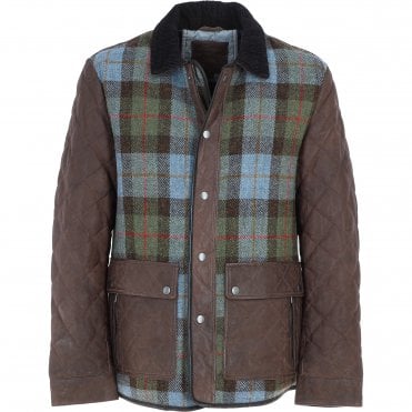 Ashwood Leather x Harris Tweed Men’s Diamond Quilted Stitch Details Casual Jacket Brown/Mcload: TW-907-01-BM