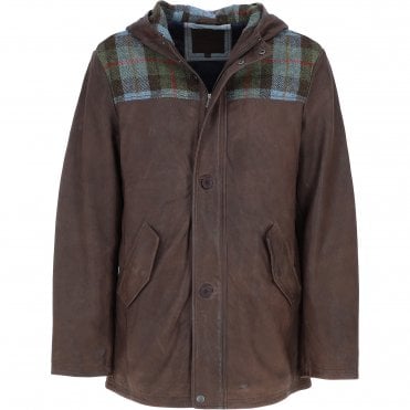 Ashwood Leather x Harris Tweed Men’s Hooded Casual Jacket Brown/Mcload: TW-905-01-BM