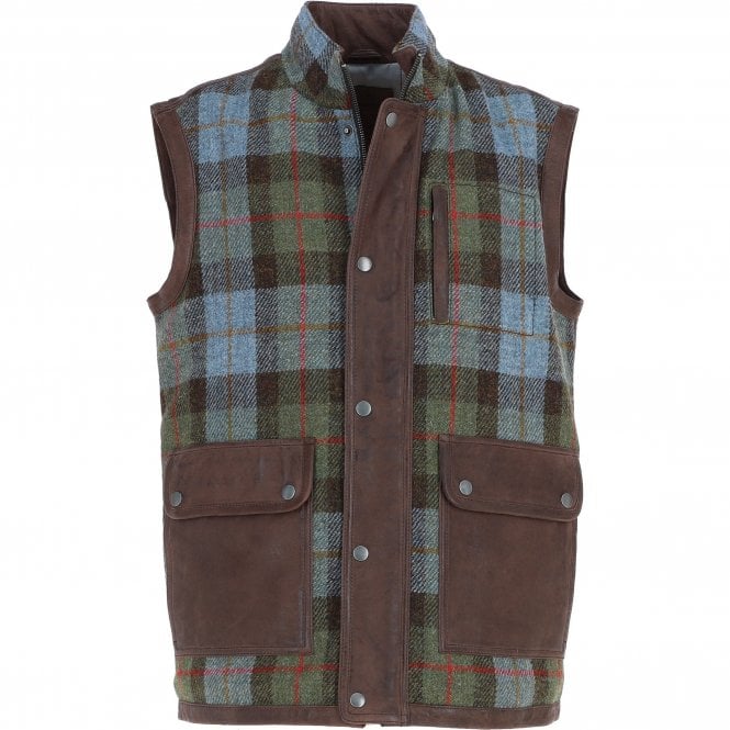 Ashwood Leather x Harris Tweed Men's Gilet Brown/Mcload: TW-901-01-BM