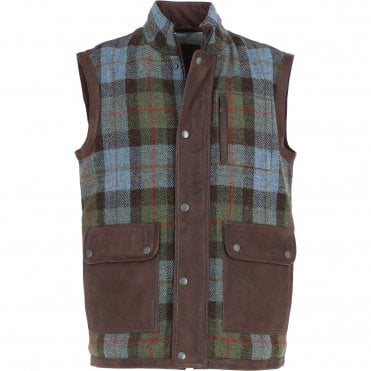 Ashwood Leather x Harris Tweed Men's Gilet Brown/Mcload: TW-901-01-BM