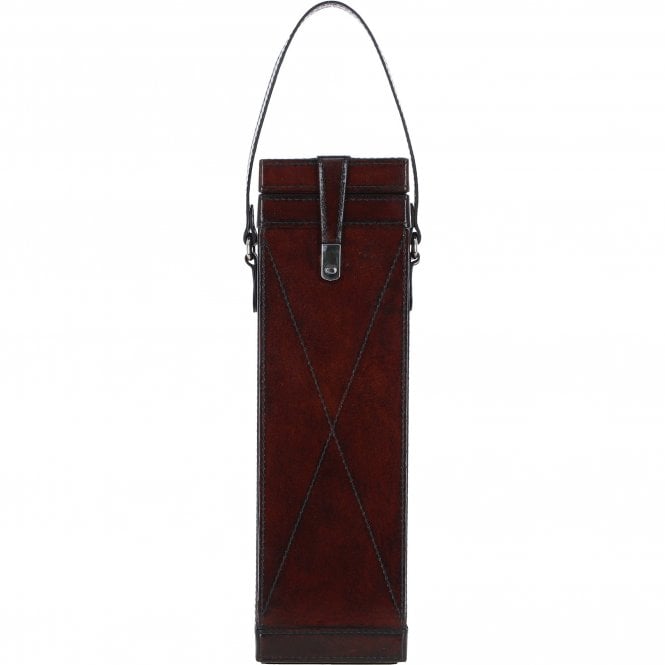 Ashwood Leather's Premium Wine Bottle Case with Strap Chestnut: LF-127